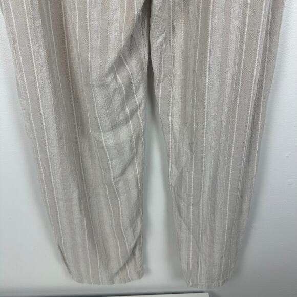 Keren Hart Womens Linen Blend Pull-On Drawstring Straight Beige Striped Pants XL - Picture 6 of 7